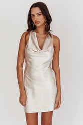 Cassiopeia Open Back Mini Dress Champagne